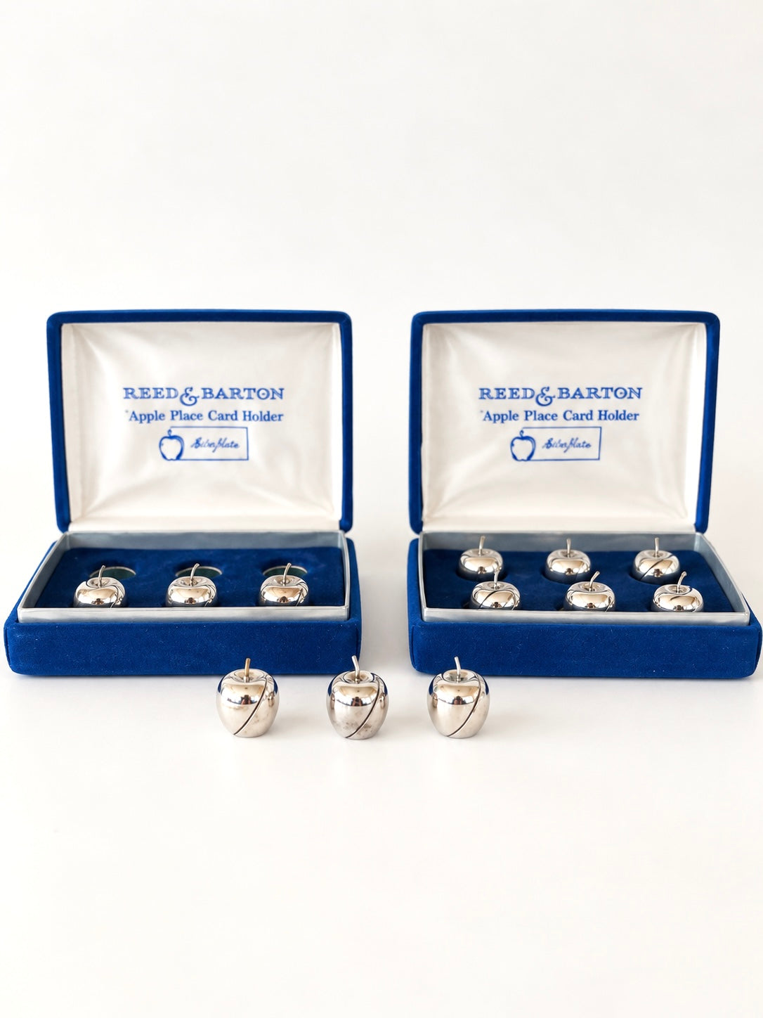Reed & Barton Sterling Silver Apple Place Card Holders - set of 12