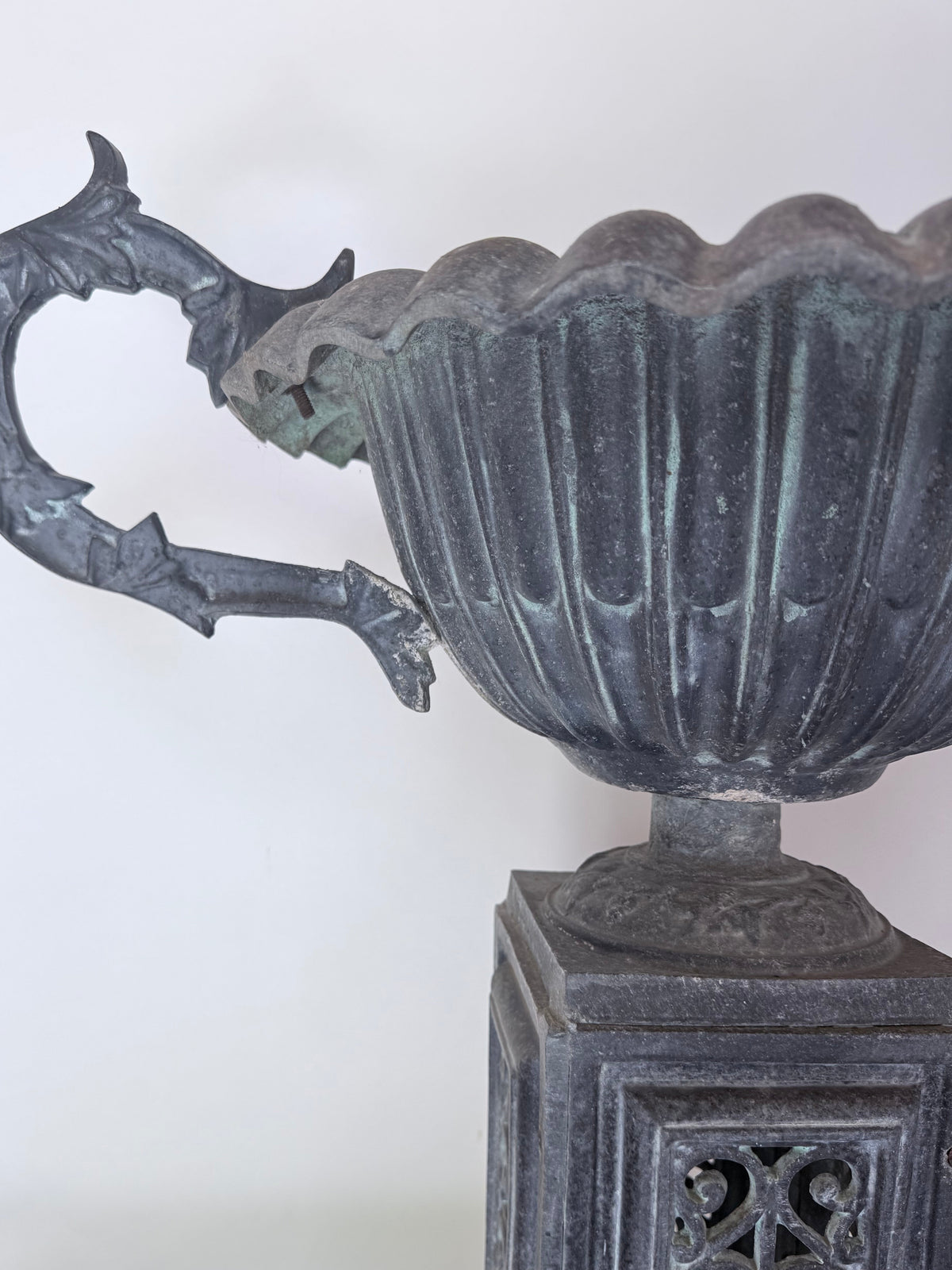 Pair of Garden Urns on a Pierced Pedestals