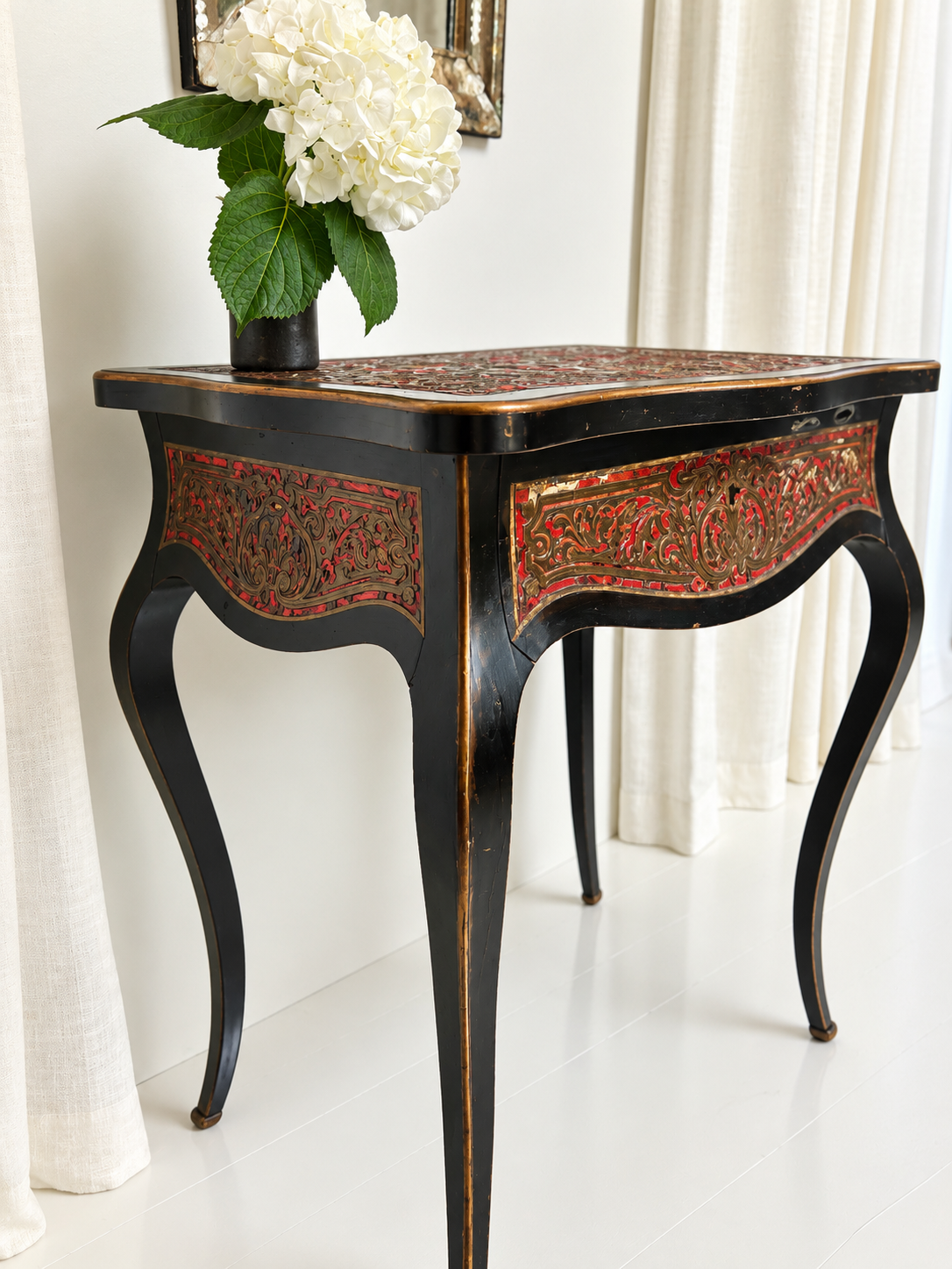 Boulle-Style Lift-Top Writing Table