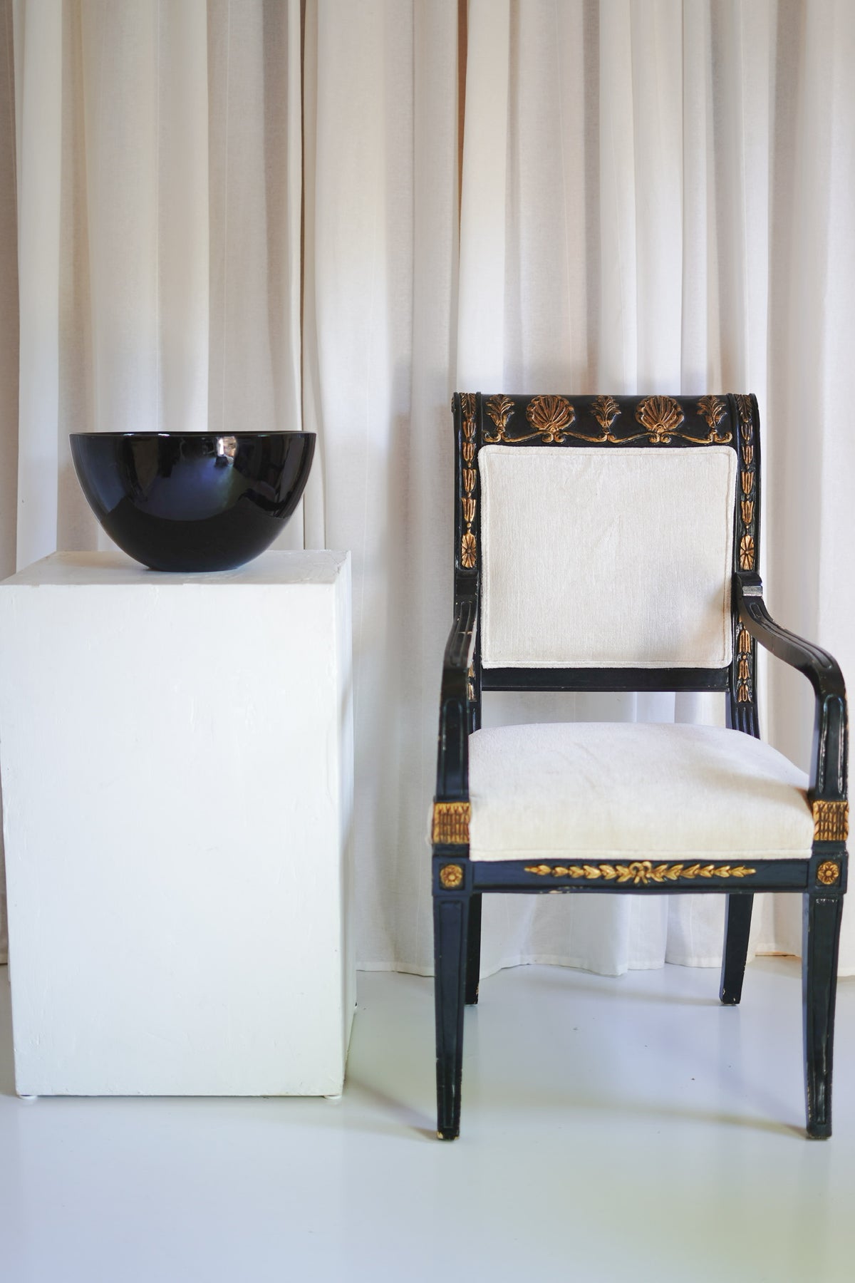 Ebonized Neoclassical Arm Chair