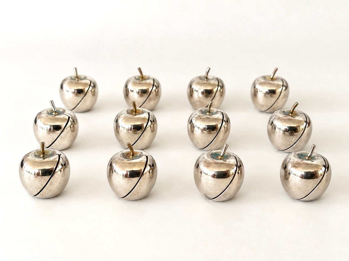 Reed & Barton Sterling Silver Apple Place Card Holders - set of 12