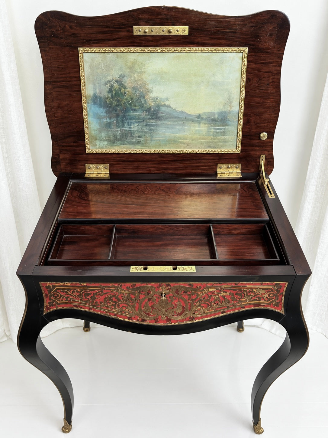Boulle-Style Lift-Top Writing Table