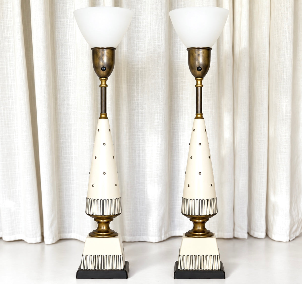 Hollywood Regency Mid-Century Modern Torchiere Lamp ( Pair )