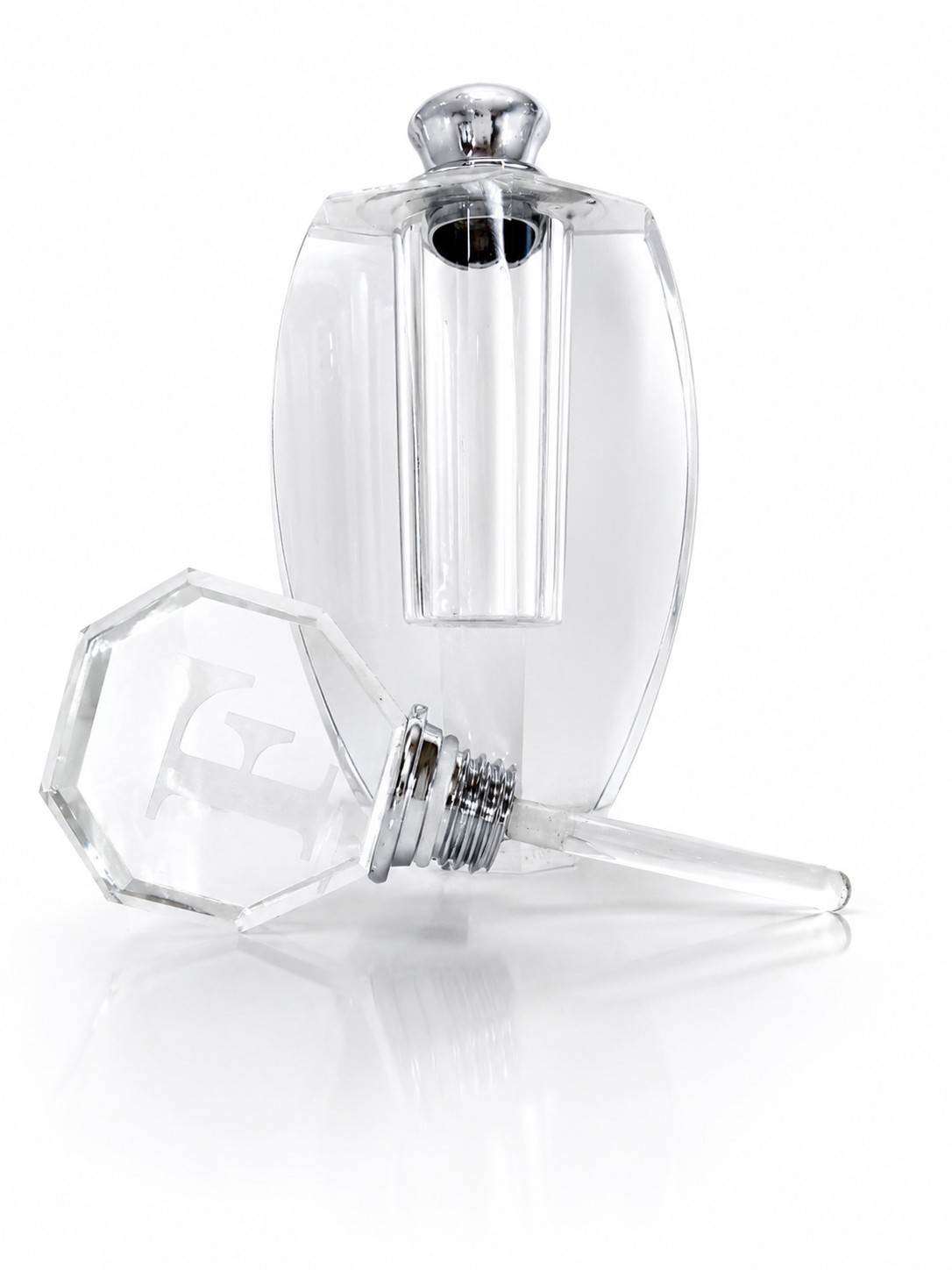 Vintage Crystal Perfume Bottle with Glass Dauber Stopper
