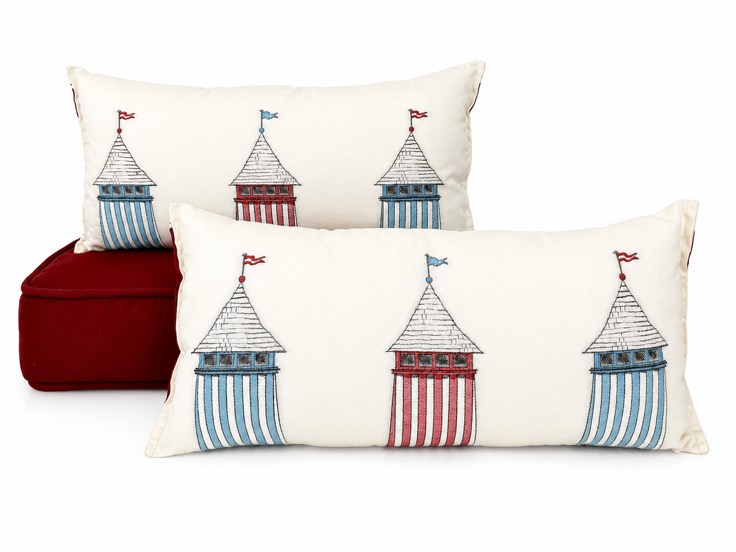 Vintage Embroidered Cabana Pillows | Pair