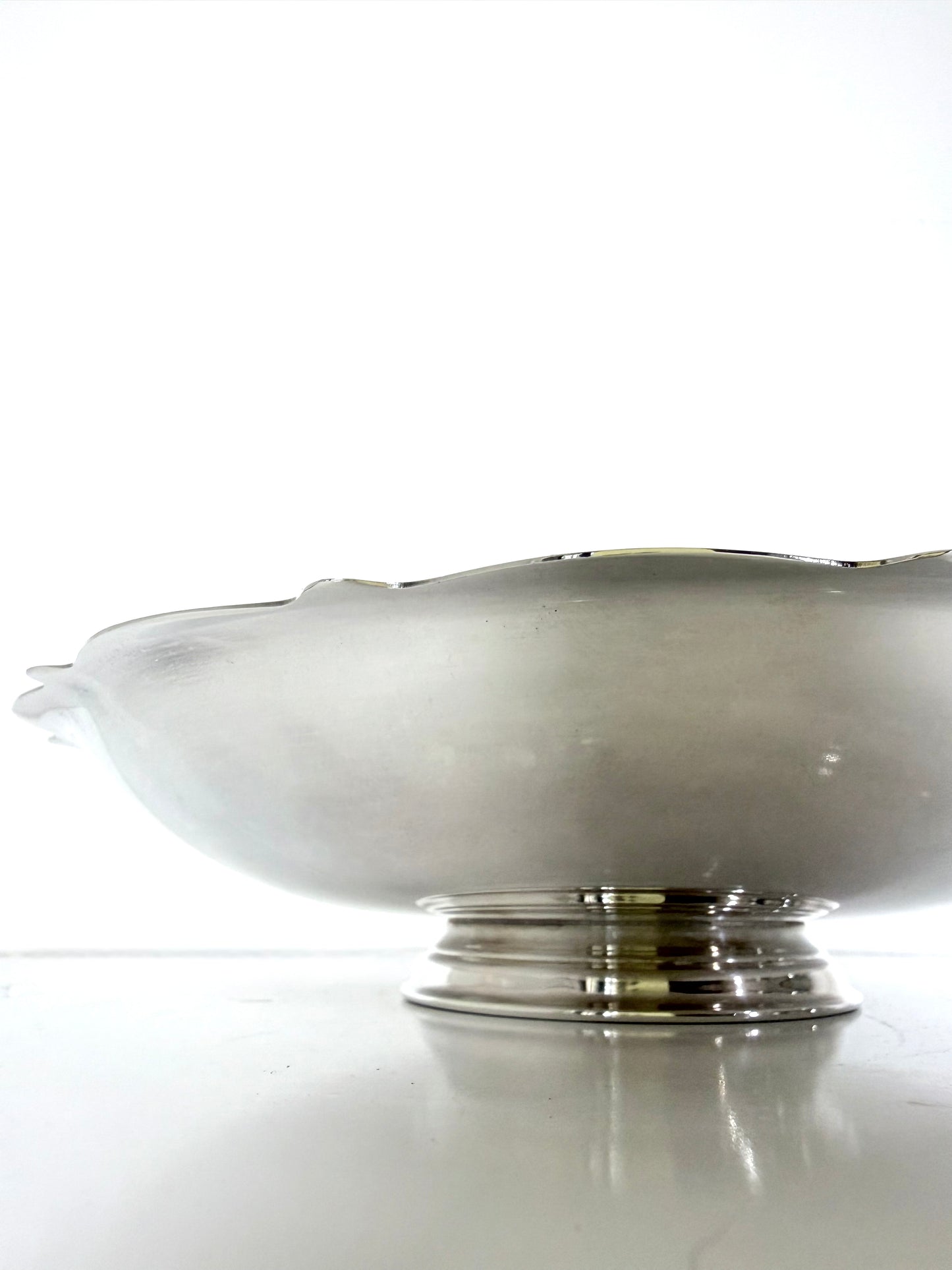 Silver Plate Scalloped Pedestal Bowl