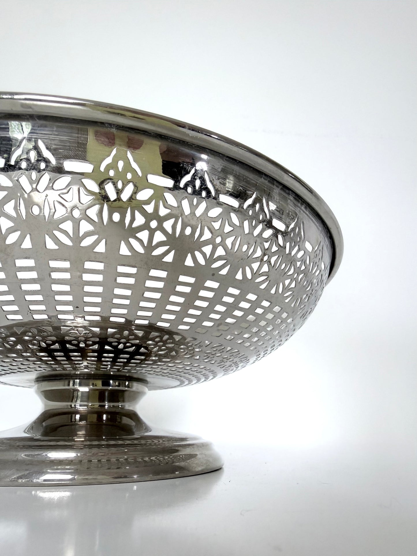 Pierced Pedestal Silverplate Bowl