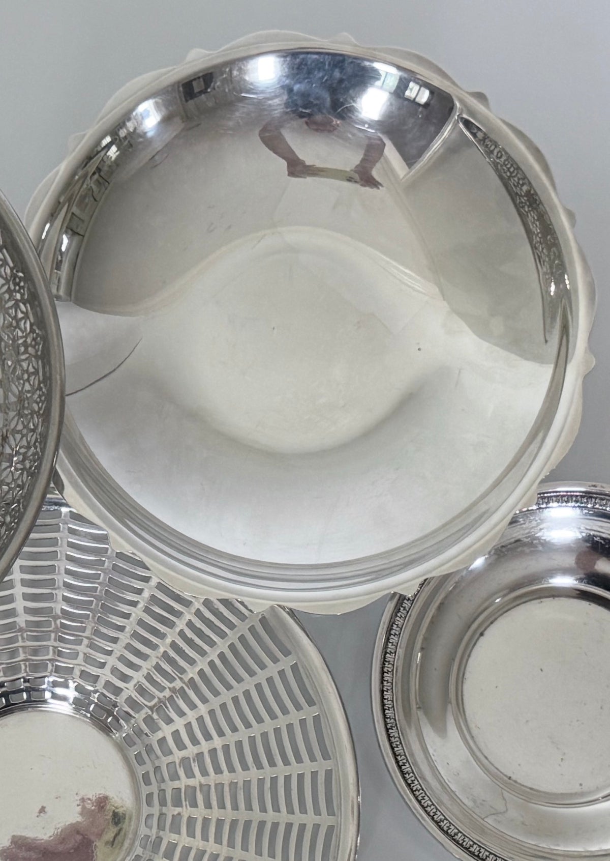 Silver Plate Scalloped Pedestal Bowl