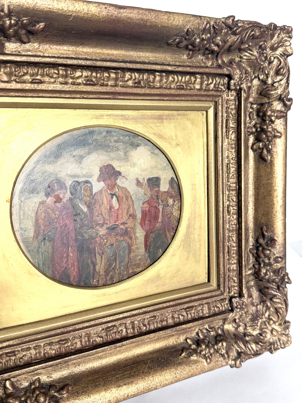 Antique Oil Painting on Pine Board