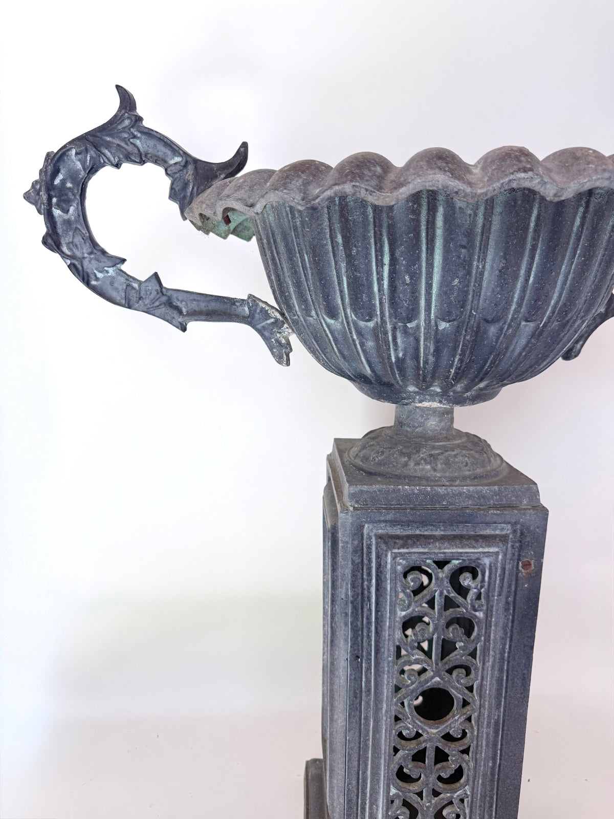 Pair of Garden Urns on a Pierced Pedestals