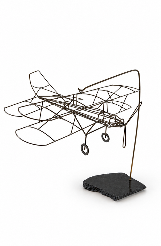 Sculptural Wire Airplane on Stand