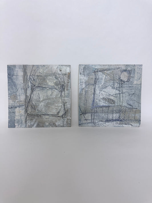 Pair of Original Abstract Mixed Media Paintings