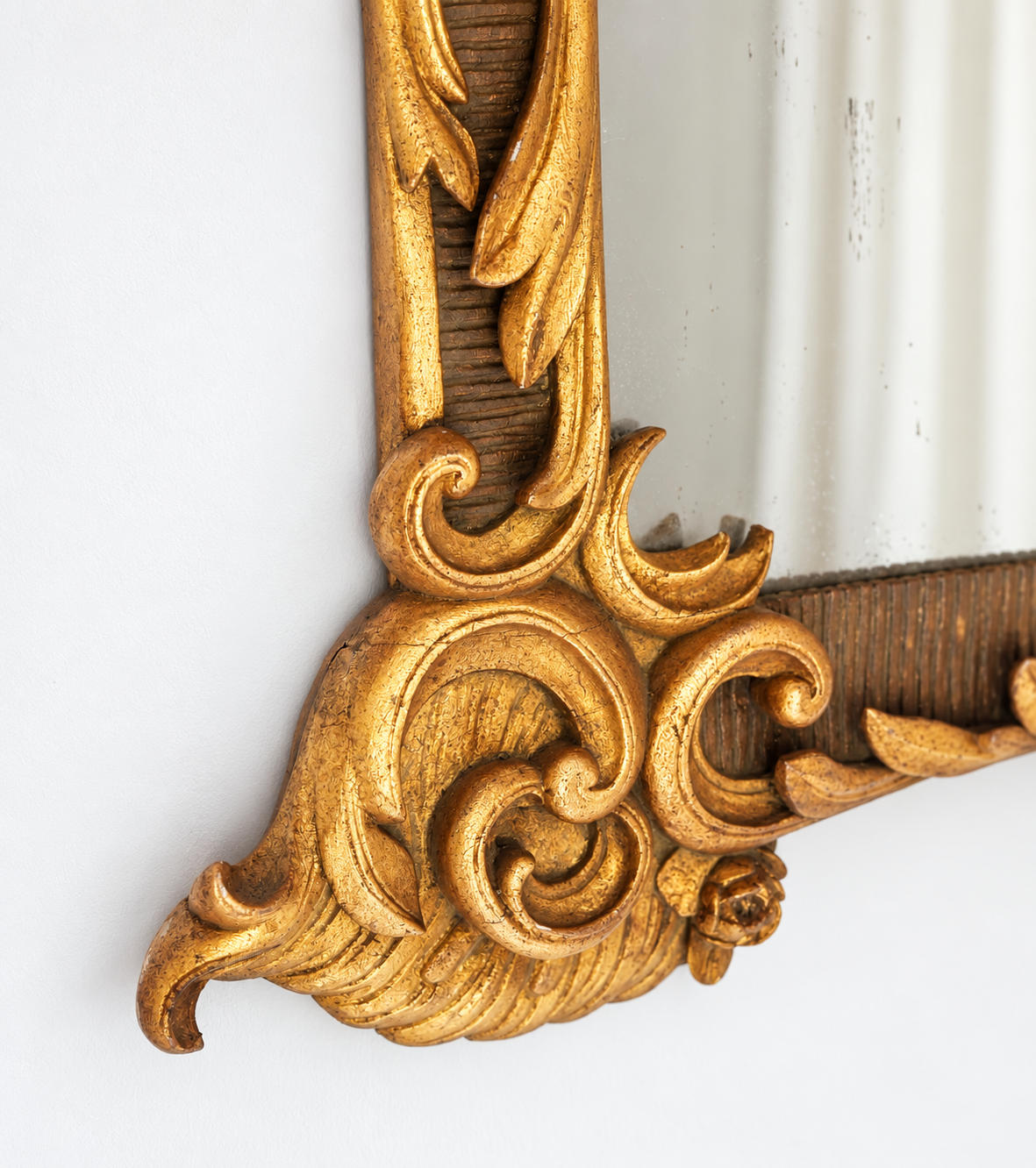Antique Louis XV Carved Giltwood Rococo Mirror