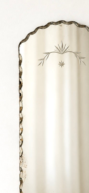 Scalloped Antique Etched Mirror