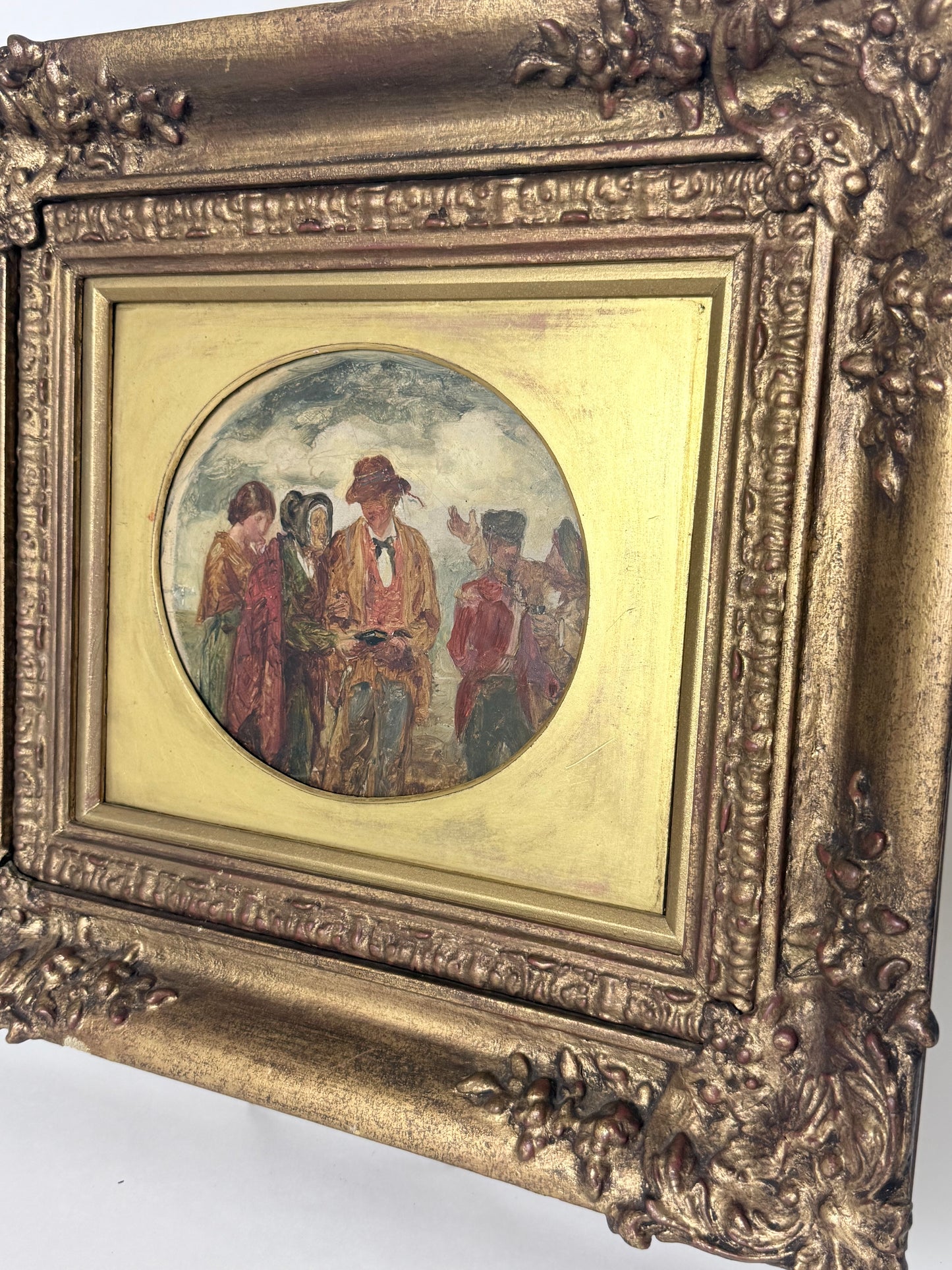 Antique Oil Painting on Pine Board