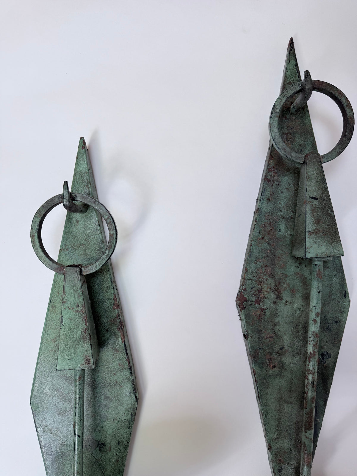 Pair of Verdigris Patinated Metal Wall Sconces