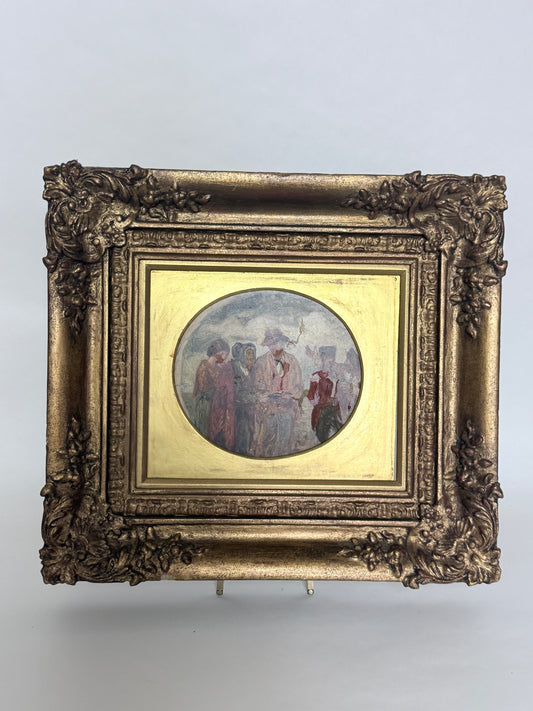 Antique Oil Painting on Pine Board