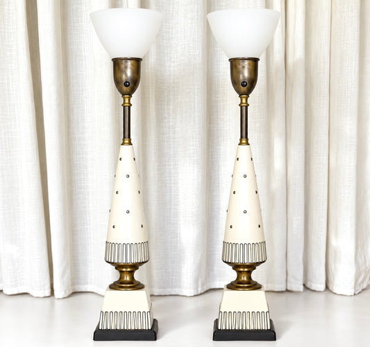 Hollywood Regency Mid-Century Modern Torchiere Lamp ( Pair )