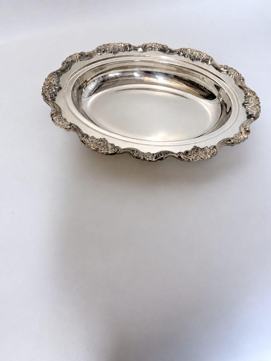 Scalloped Silver Plate Footed Tray