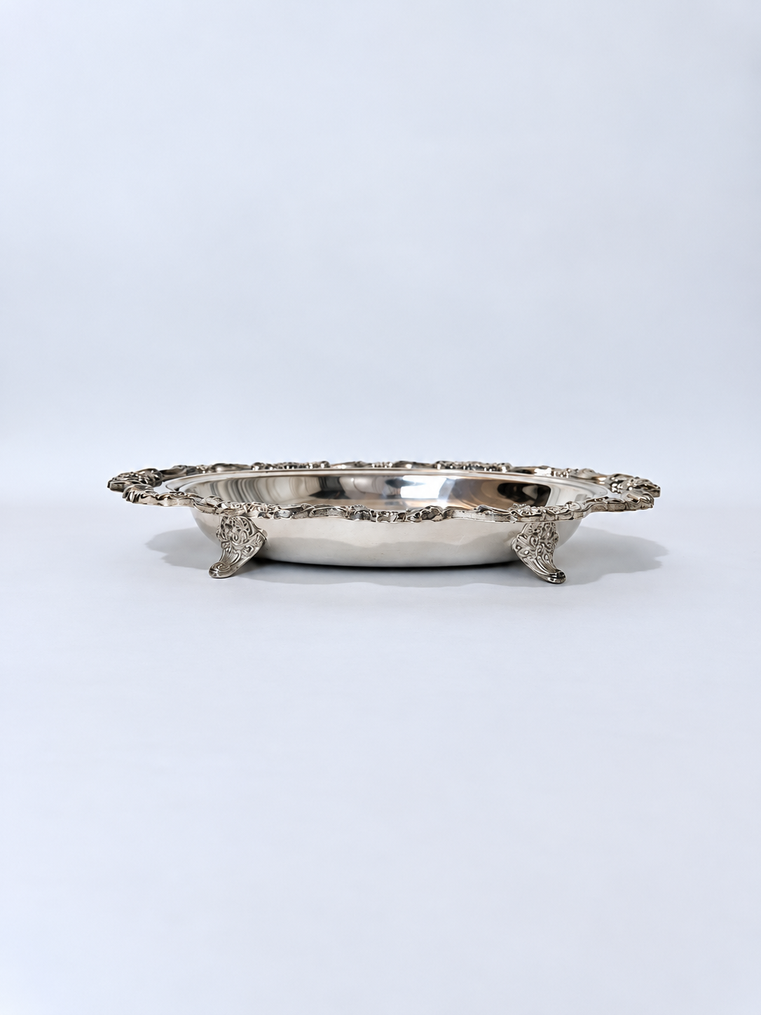 Scalloped Silver Plate Footed Tray