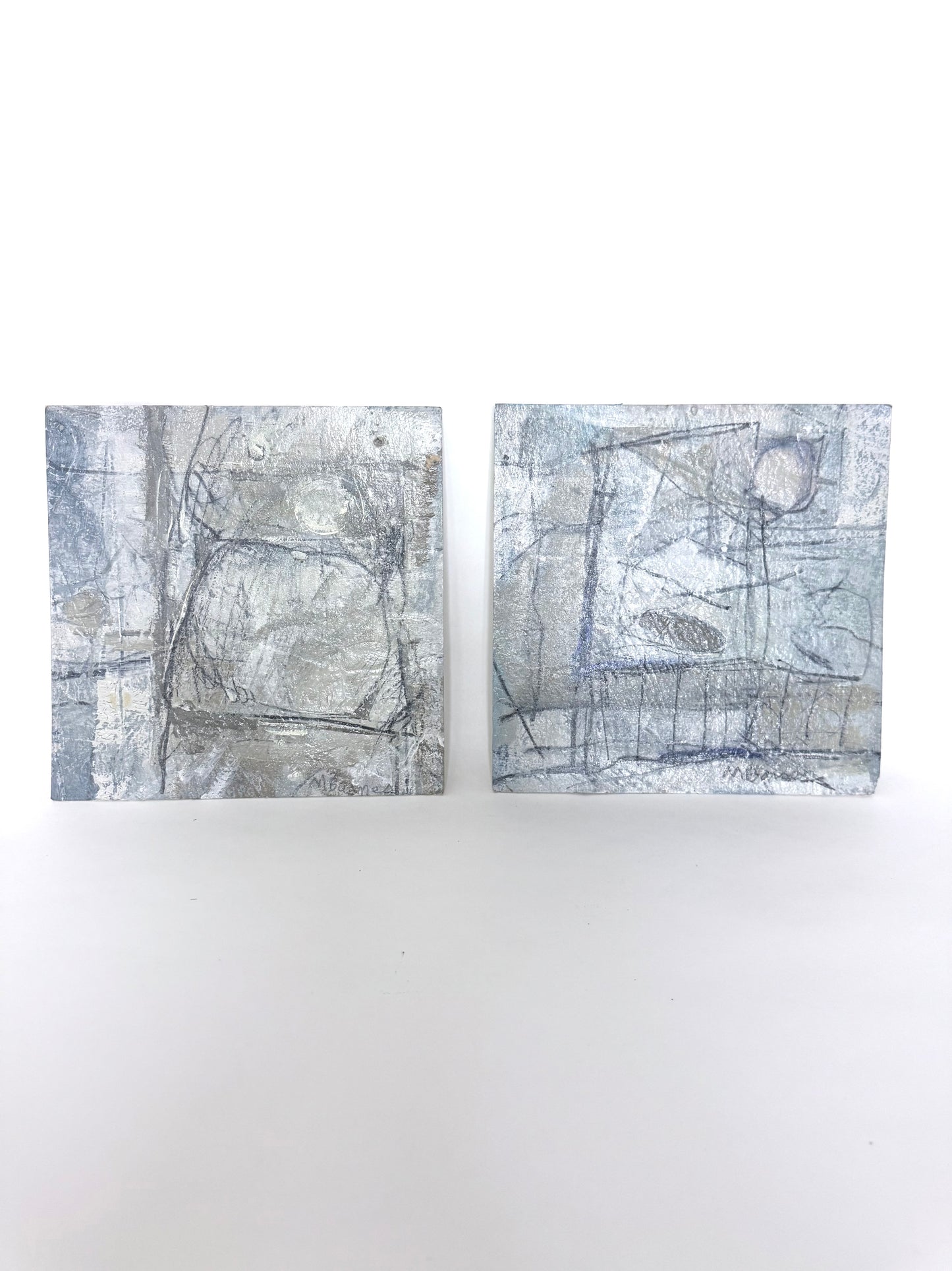 Pair of Original Abstract Mixed Media Paintings
