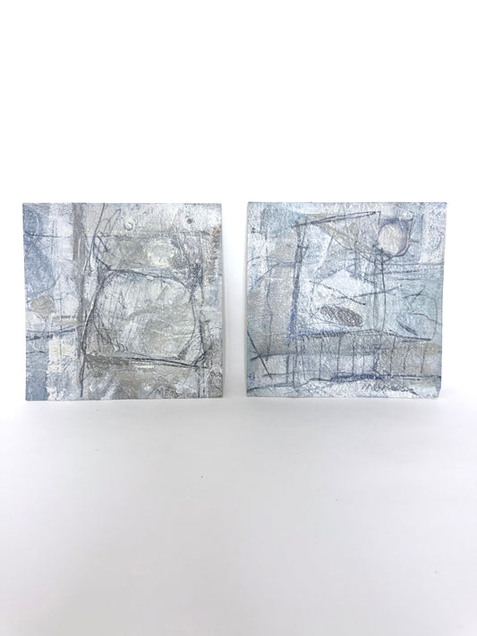 Pair of Original Abstract Mixed Media Paintings
